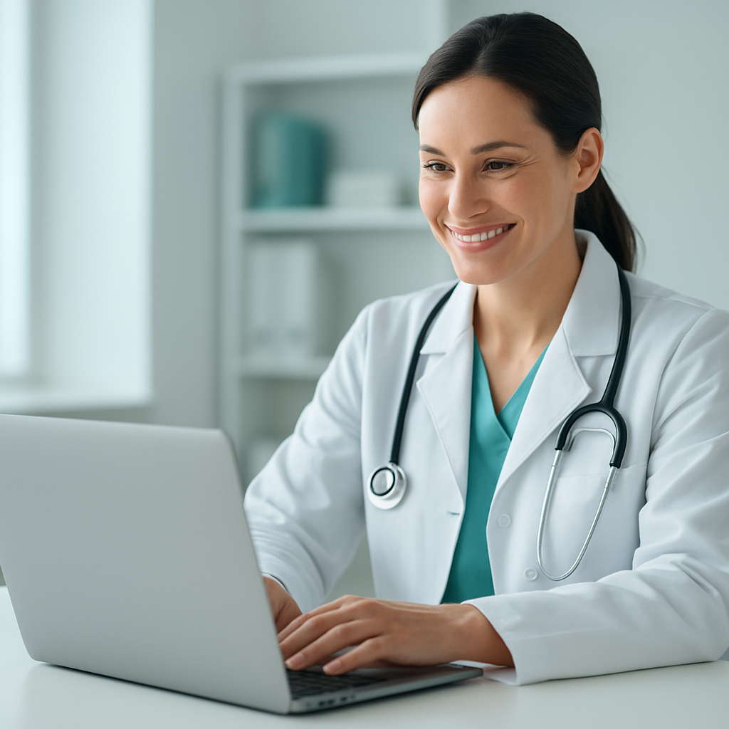 Medical professional reviewing billing dashboard